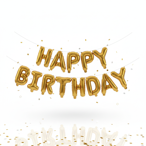 Gold Happy Birthday foil balloon letters