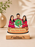 Personalized Caricature Table Top | Custom Photo Raksha Bandhan Wooden Stand Gift for Brother & Sister | LG Events & Gifts Galore