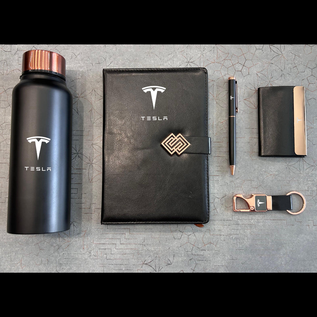 Personalized Premium Corporate Gift Combo Set with Diary, Bottle, Pen & Card Holder  | Custom Name Engraved Gift Hamper