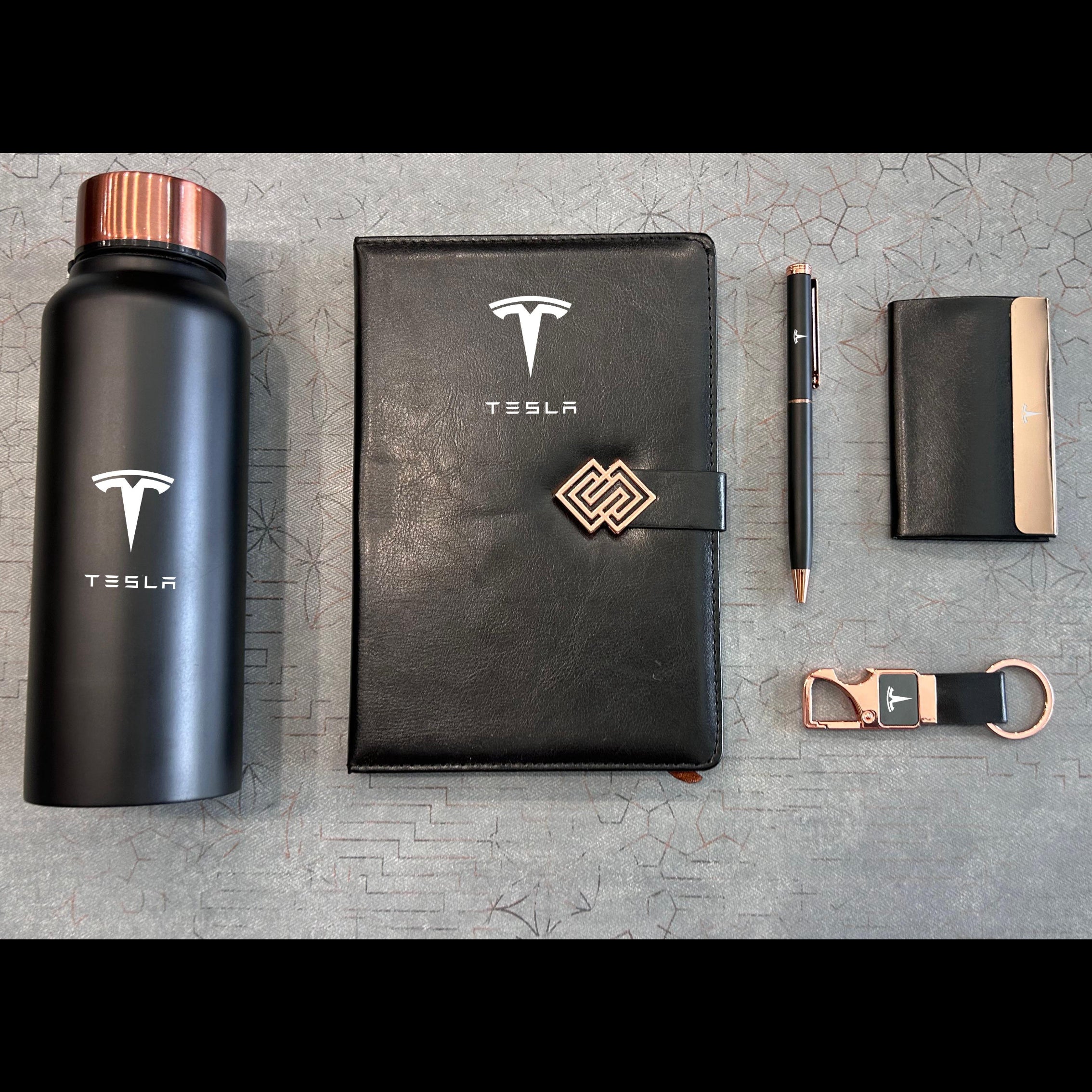 Personalized Premium Corporate Gift Combo Set with Diary, Bottle, Pen & Card Holder  | Custom Name Engraved Gift Hamper
