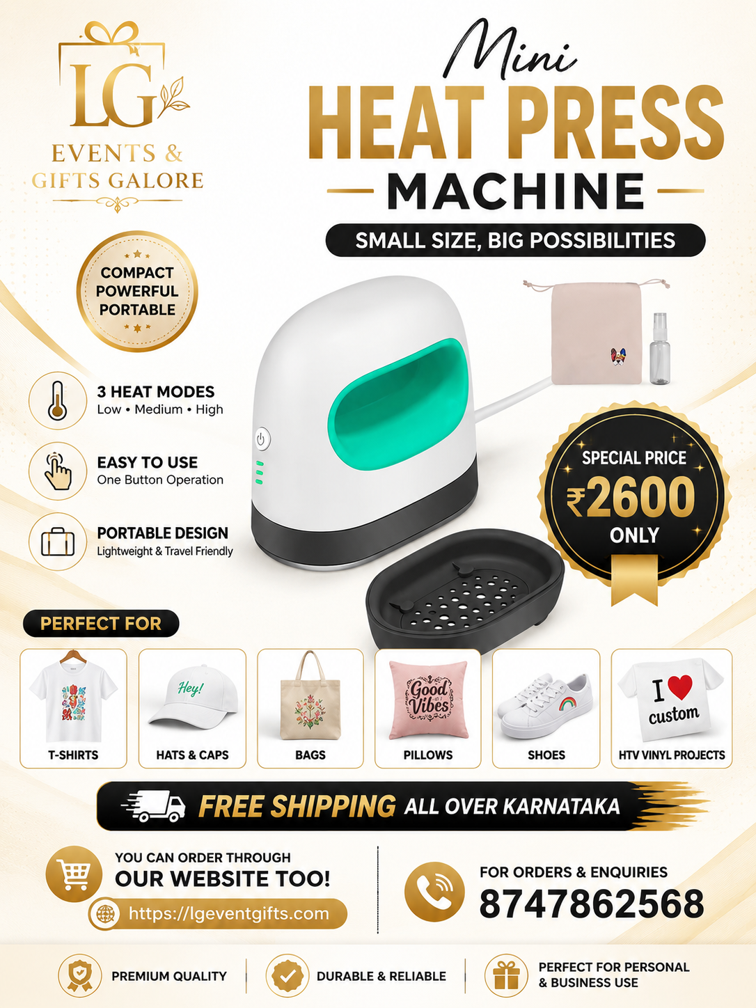 Mini Heat Press Machine | 3 Heat Modes for HTV, DTF & Sublimation