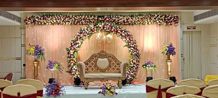 Luxury Reception & Engagement Stage Decoration | Elegant Floral Wedding Decor Setup – LG Events & Gifts Galore