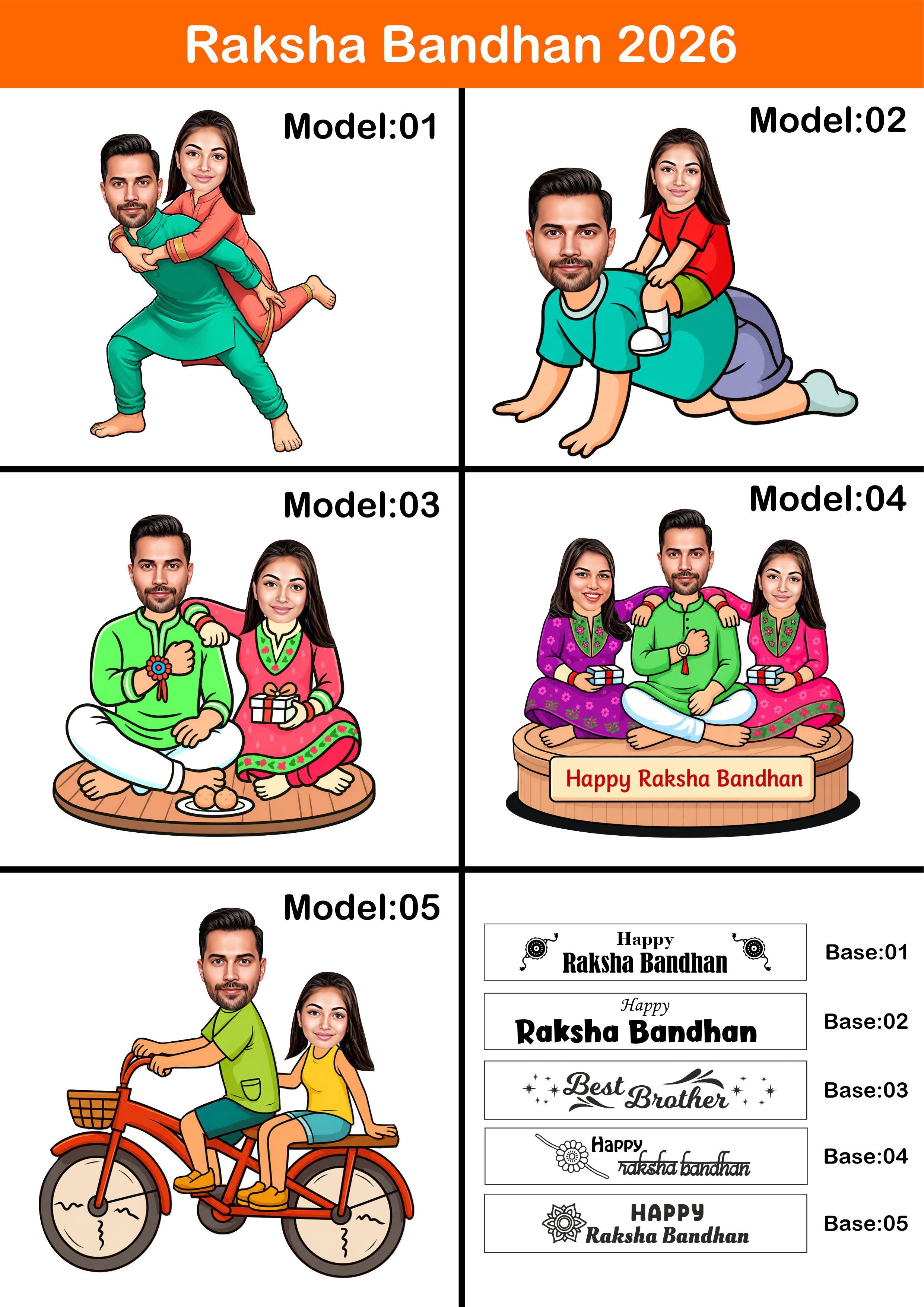 Personalized Caricature Table Top | Custom Photo Raksha Bandhan Wooden Stand Gift for Brother & Sister | LG Events & Gifts Galore