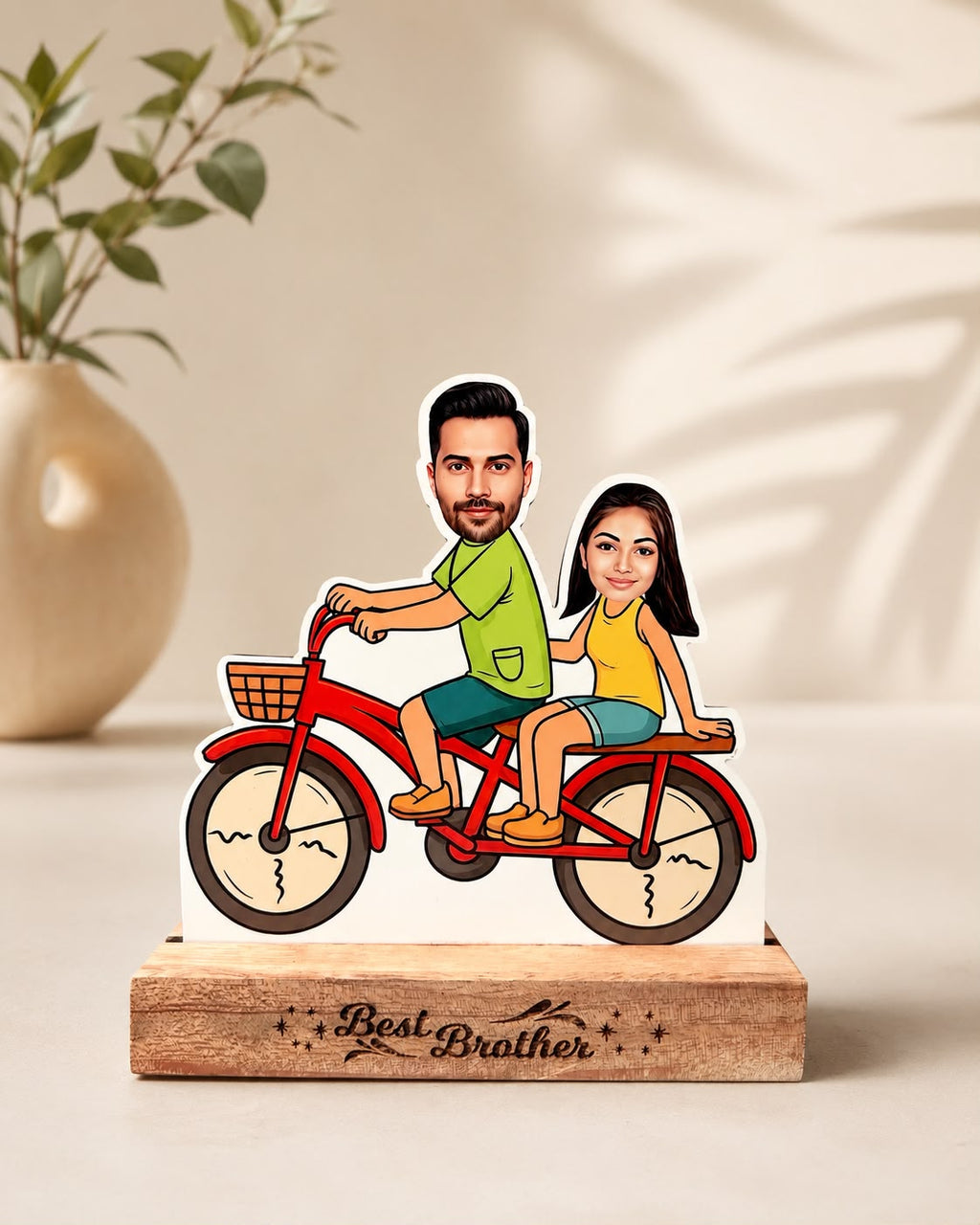 Personalized Caricature Table Top | Custom Photo Raksha Bandhan Wooden Stand Gift for Brother & Sister | LG Events & Gifts Galore