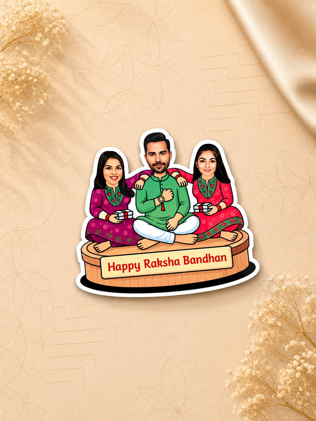 Personalized Rakhi Caricature Magnet | Custom Photo Fridge Magnet Gift | LG Events & Gifts Galore