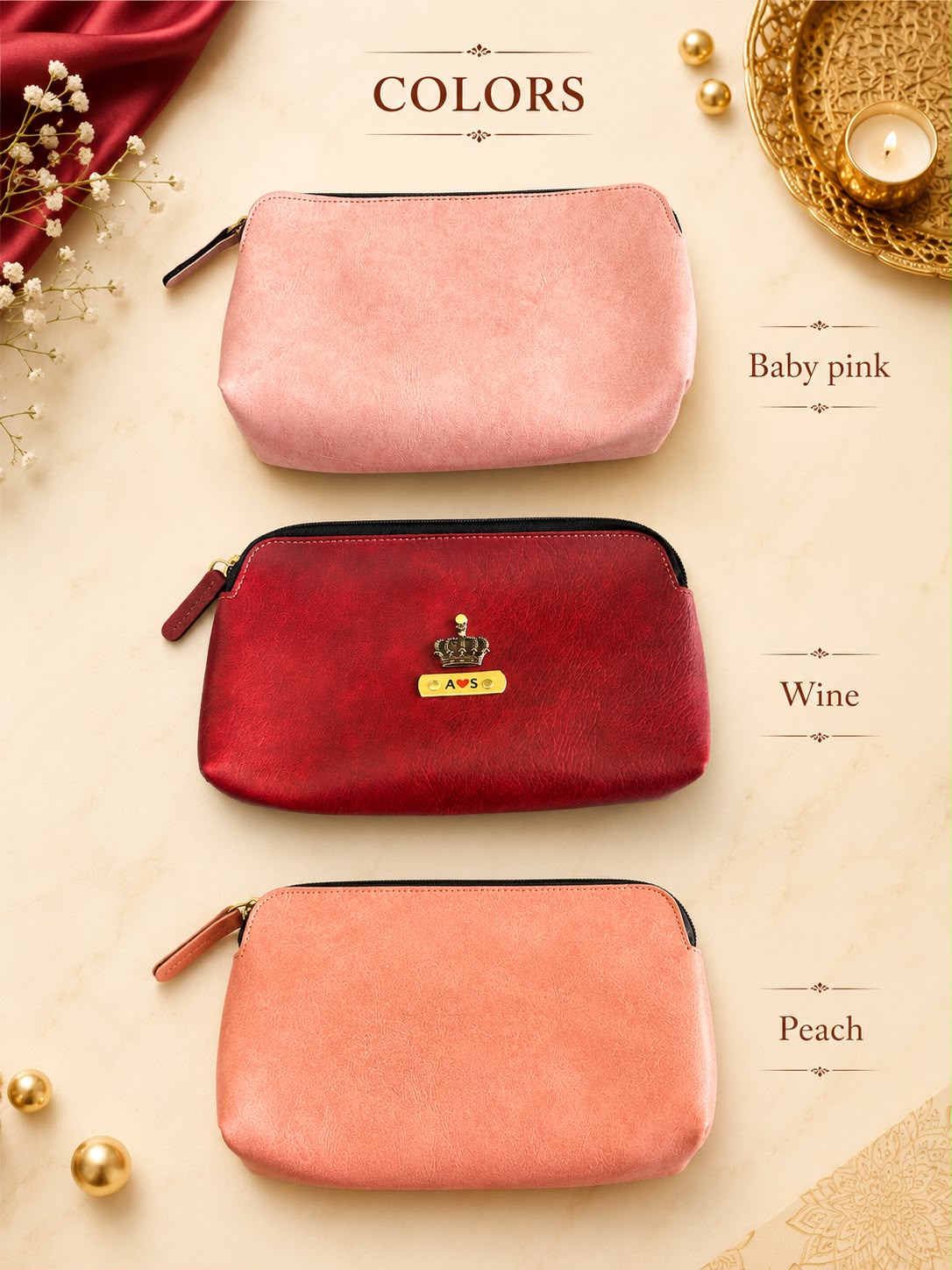Personalized Mini Cosmetic Bag | Custom Makeup Pouch for Women | LG Events & Gifts Galore